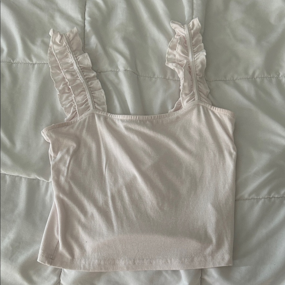 Ruffled Strap Cream Top